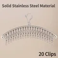 Stainless steel sock drying rack with 20 clips and windproof hook for efficient drying - Extra Thick Windproof Style / 20 Clips/Pack