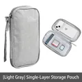 Portable light grey single-layer travel organizer bag for power bank, cables, and SD cards - Single Layer / 19x11.5x3cm / Gray