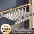 Radiant white non-slip metal pants hangers with heavy duty clips for closet organization - Adjustable Clip Non-marking Hanger / Brilliant White