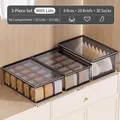 3-piece transparent underwear organizer set with lids for bras socks and panties - 3-Piece Set with Lid / Transparent Black