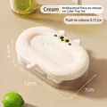 Cream-white mini ice cube tray with cute lucky cat lid and easy press release - 1 Piece / Off White