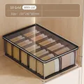 10-compartment transparent underwear storage box with lid for closet organization - 10-Grid Panties Box (With Lid) / Transparent Black
