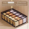 Japanese style transparent 15-grid storage box for socks and underwear organization - 15-Grid Socks Box (No Lid) / Transparent Black
