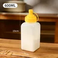 600ml transparent plastic squeeze bottle for kitchen sauces and oils with yellow lid - Small Condiment Bottle / Small Size 600ml (1 Piece)