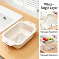 Escurridor extensible blanco de una sola capa ajustable para fregadero de cocina - Capa Única / Blanco