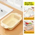 Cesta de drenaje extensible blanco crema para verduras y frutas - Capa Única / Beige