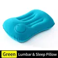 Almohada de viaje inflable portátil para soporte lumbar en azul para aviones y trenes - Estilo Flocado de Inflado por Presión / Verde