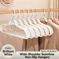 Premium white wide shoulder non-slip hanger for suits and coats, 22.5x45cm size - Men's Style (4831) / Cream White