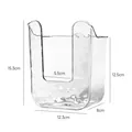Wall-mounted clear textured plastic storage box for tissues with detailed dimensions. - Hammered Wave Style (4819) / 1 Piece / Clear White