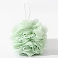 High density soft mesh bath loofah sponge in light green with white braided hanging rope - Green 50g (Actual 44g)