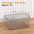 Large transparent grey storage box with lid and handles for versatile home organization - Approx. 15L / Large High Translucent Grey