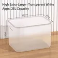 Large 25L translucent white plastic storage box with lid, measuring 36.5x26x24cm - XL High Translucent White