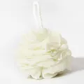 Soft cream-colored mesh bath ball with hanging loop for deep cleansing - White 50g (Actual 44g)