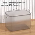 Extra large translucent grey plastic storage box with lid, 25L capacity organizer - XL High Translucent Grey