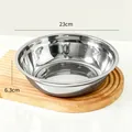23cm thickened food-grade stainless steel round plate and deep bowl for kitchen use - 23cm Size / Steel Color