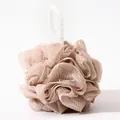 Soft exfoliating mesh bath ball loofah in apricot color with a durable white hanging loop - Khaki 50g (Actual 44g)