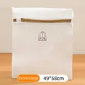 Extra large 49x58cm thickened mesh laundry bag with jacket embroidery and brown zipper - 49x58cm / Extra Large (Outerwear)