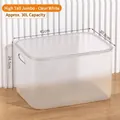 Large 30L translucent white plastic storage box with lid for home organization - Giant High Translucent White