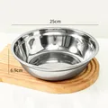 Food grade thickened stainless steel round plate with 25cm diameter and 6.9cm depth. - 25cm Size / Steel Color