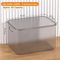 Translucent grey rectangular storage box with lid, 30L capacity, 41x30.5x24.5 cm - Giant High Translucent Grey