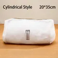 White cylindrical embroidered laundry bag with thick mesh protection, 20x35cm size - Cylindrical (Pants)