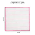 Thick white 12-layer square gauze dishcloth with pink trim and 30x30cm size markings - 12 Layers / Large (30x30cm)