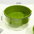 Double-layer green vegetable draining basket and clear fruit washing bowl with dimensions - Green