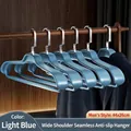 Wide shoulder non-marking anti-slip clothes hanger in light blue for men's suits - Men's Style (4831) / Light Blue