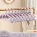 Purple wide-shoulder non-slip clothes hanger with traceless design for garment care - Heavy Duty Seamless Wide Shoulder Style / 78g / Enchanting Purple