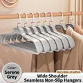 Durable non-slip wide shoulder clothes hanger in tranquil grey finish for coats and suits - Men's Style (4831) / Quiet Grey