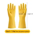 Durable yellow waterproof household rubber gloves for cleaning, Size S, 1 pair pack - S / Yellow