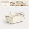 Κρεμ πλαστικό καλάθι αποθήκευσης 25x16,5x10cm με πλαϊνές λαβές - Ψηλή Μεσαία Έκδοση (4948) / 25x16.5x10cm