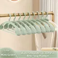 Set of 8 mint green wide shoulder non-slip clothes hangers for closet organization - Heavy Duty Seamless Wide Shoulder Style / 78g / Mint Green
