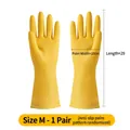 Durable size M yellow waterproof rubber gloves for household cleaning and dishwashing - M / Yellow