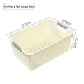 Gran cesta de almacenamiento de plástico crema con asas, 31,5 x 20,5 x 12,2 cm - 31.5x20.5x12.2cm