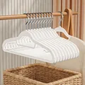 Cream white non-slip plastic clothes hangers with metal hooks for space-saving storage - Double Position Style / Cream White
