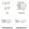 Pegboard storage set dimensions: hooks, cup, and trays in various sizes - Pegboard Accessories / Four-Piece Set