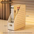 Cream pegboard style desktop file organizer for office and school book storage - White Small