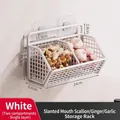 Rastrelliera da muro bianca a 2 scomparti per conservare cipolle, zenzero e aglio in cucina - Scomparto Doppio / Bianco