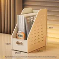 Large cream-colored desktop organizer box with side pegboard for books and files, one unit - White Large