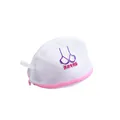 Sac à linge de protection en maille blanche pour lingerie avec fermeture éclair rose brodée - Style Soutien-gorge