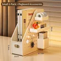 Cream white desktop organizer with pegboard and file holders for home office storage - White Small With Perforated Board Accessories