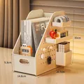 Multifunctional white desktop organizer with pegboard side and book rack, 30cm height - White Large With Perforated Board Accessories