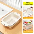 Cesta de drenaje blanca retráctil de doble capa para lavar frutas y verduras frescas - Doble Capa / Blanco