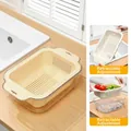 Cesta de drenaje de cocina retráctil de doble capa blanco crema para lavar frutas y verduras - Doble Capa / Beige