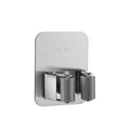 Durable wall-mounted SUS 304 stainless steel mop holder with anti-slip gray roller grip - Silver Single Clip