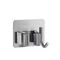 Wall-mounted SUS304 stainless steel mop holder with integrated hook for home organization - Silver with Hook