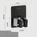 Black stainless steel wall-mounted mop holder with heavy duty adhesive, single pack - Semi-Black Single Clip
