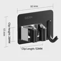 Black stainless steel adhesive broom and mop holder with side hook for wall storage - Semi-Black with Hook