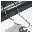 Detailed macro view of silver titanium steel box chain necklace featuring cylindrical beads - Necklace / 60+5cm / Silver